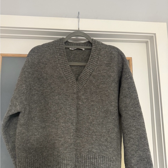Zara Charcoal V-Neck Cozy Knit Sweater - Picture 3 of 9